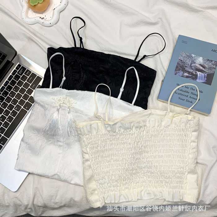 新款直销新中式国风旗袍气质复古小吊带背心外穿带胸垫短款无袖打