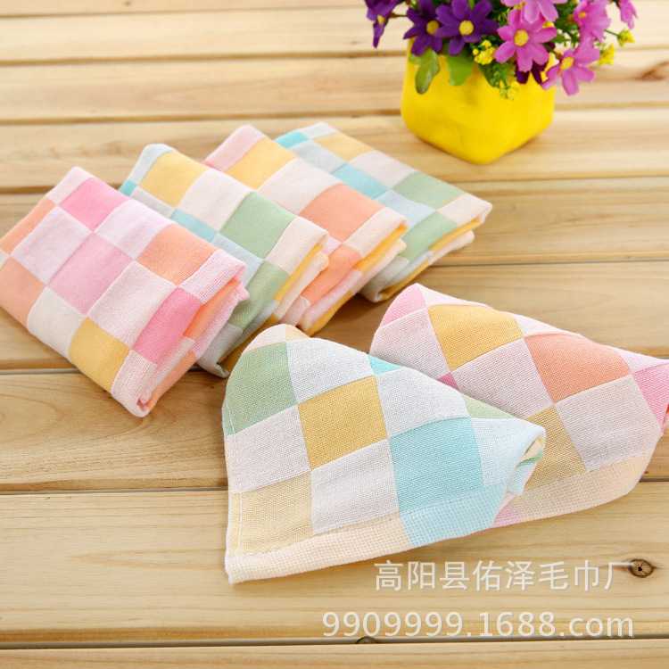 新款直销双层全两层纱布纯棉小方巾婴儿育婴童店宝宝口水巾幼儿园