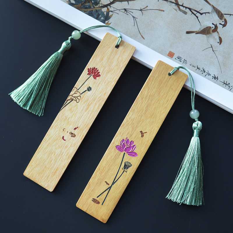 新款直销中国风文创个性荷趣楠木书签笔礼盒套装高级感跨境礼品送
