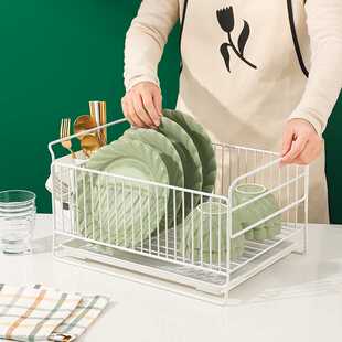 新款直销碗碟收纳架大容量碗盘沥水架单层沥水碗盘架汲水碗架厨房