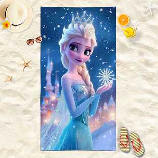 新款直销超细纤维沙滩巾印花吸水游泳浴巾公主款式儿童沙滩巾洗澡