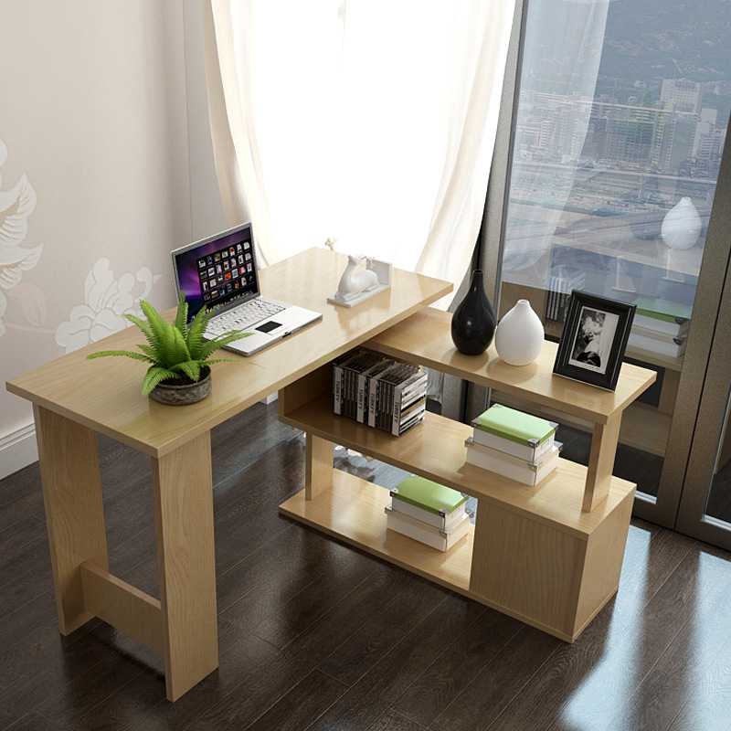 新款直销旋转卧室台式桌简约现代拐角电脑桌带书柜转角书桌书架组