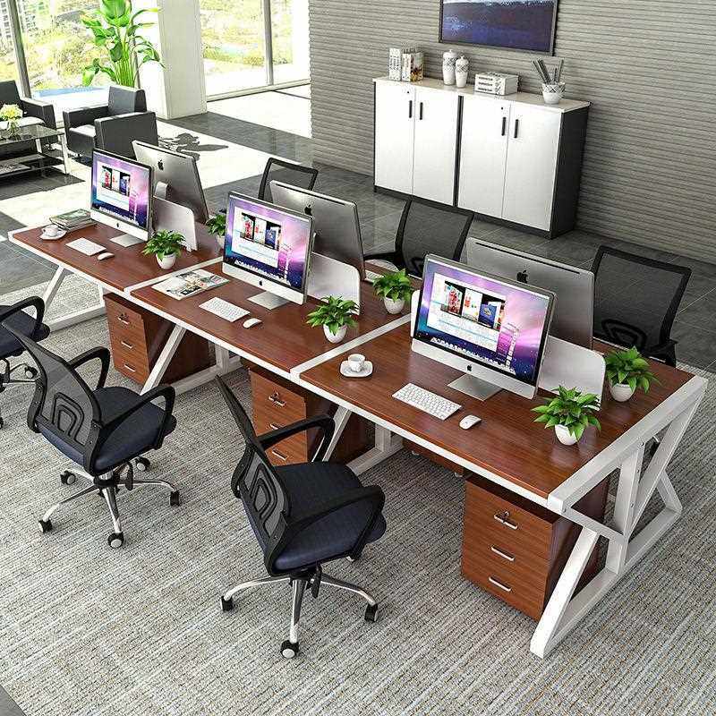 新款直销简约现代职员工作办公桌四人位办公室桌椅组合隔断卡座公