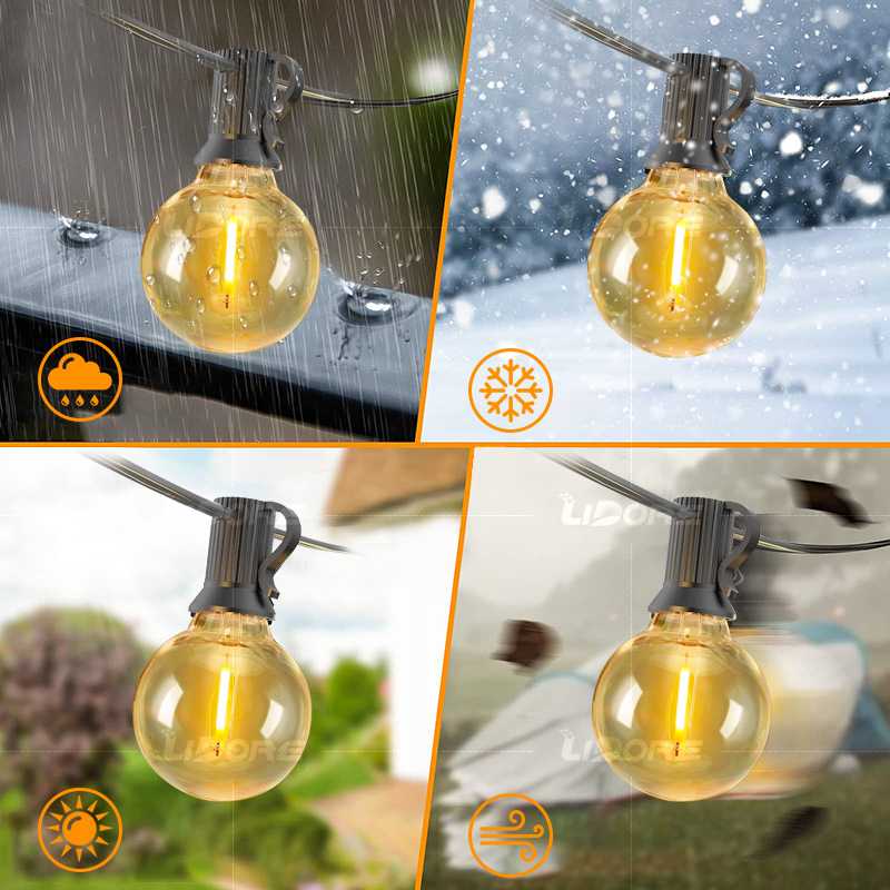 新款直销欧规25灯g40合金线灯串 圣诞万圣节装饰防水户外露营氛围