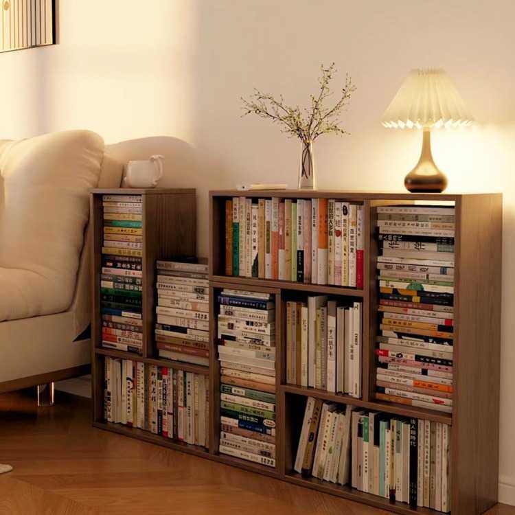 新款直销格子柜实木书架落地置物架家用客厅收纳储物矮柜简易自由