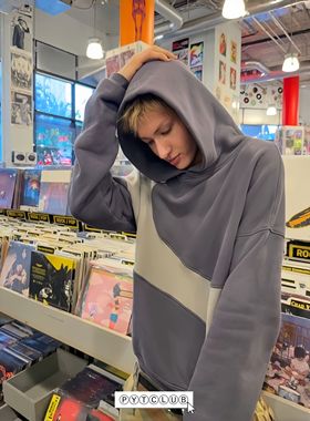 SS26 YOUNGYTKING ERL Cortis风灰色波浪拼色连帽卫衣男女