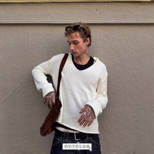 SS26 YOUNGYTKING Nofaith美式复古感V领针织套头长T袖男女