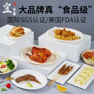 一次性盘子纸盘餐饮食品级幼儿园画画菜盘可降解家用烧烤餐具餐盘