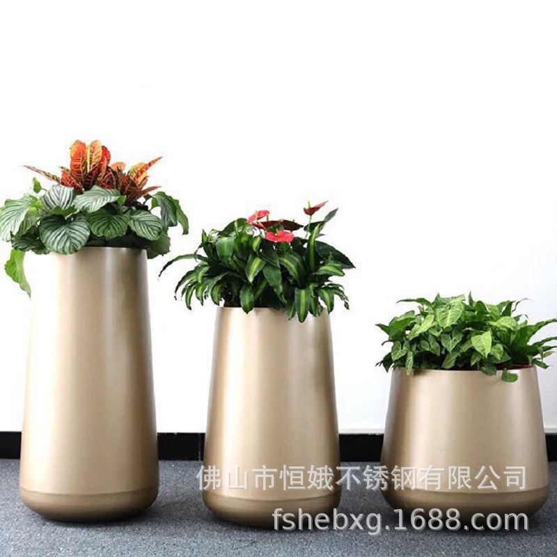 室内金属菱形组合花盆 不锈钢白色烤漆几何形花盆 可镀色i.