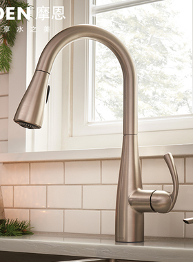 摩恩厨房冷热水槽龙头抽拉式洗菜盆龙头铜质可旋转7594SRS/68000