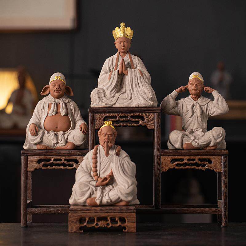 中国风四不经典西游记师徒四人孙悟空紫砂茶宠摆件茶文玩茶道茶台