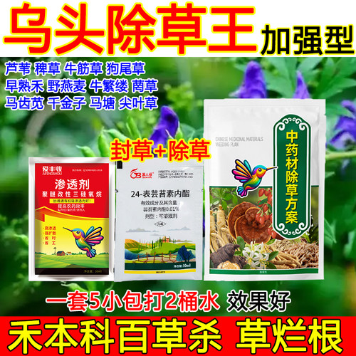 乌头除草剂乌头田除草剂杂草烂根不伤药材狗尾草牛筋草烂根除草剂