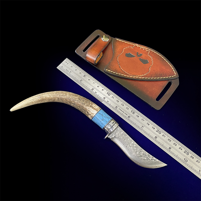 手工锻打大马士革钢高硬度锋利小刀精致手柄握感舒适水果刀果蔬刀