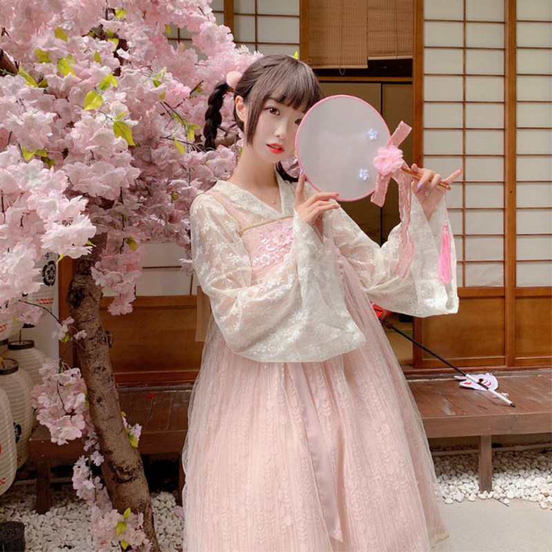 中华风洛丽塔汉元素lolita蕾丝汉服长袖内搭吊带连衣裙女款春夏季