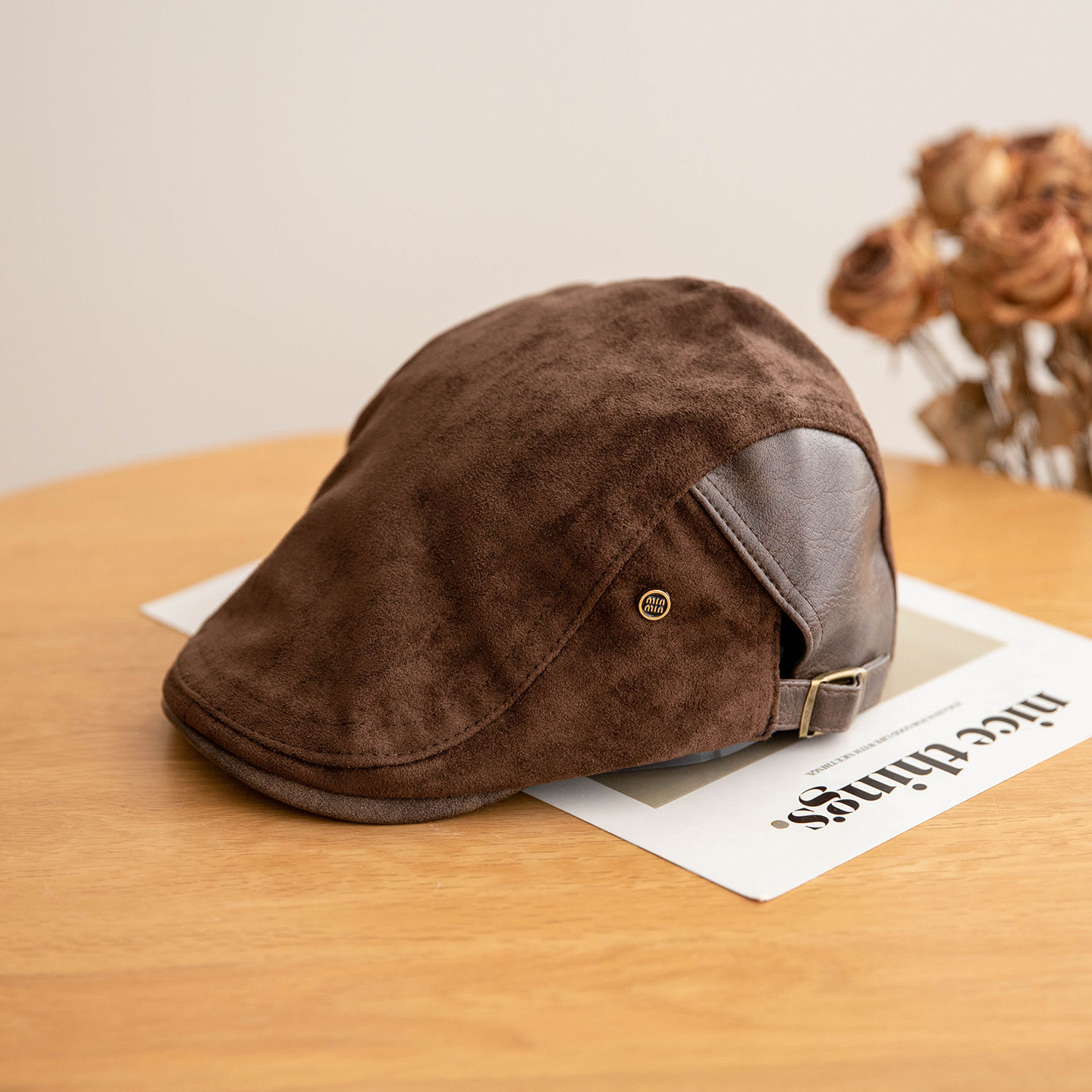 2025秋冬新款前进帽秋冬气质鹿皮绒鸭舌帽高级定制复古款女帽个性