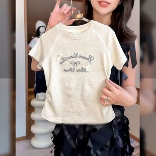 上衣洋气 女.童短袖 棉t恤夏季 2025新款 儿.童蝴蝶结字母中大童时尚