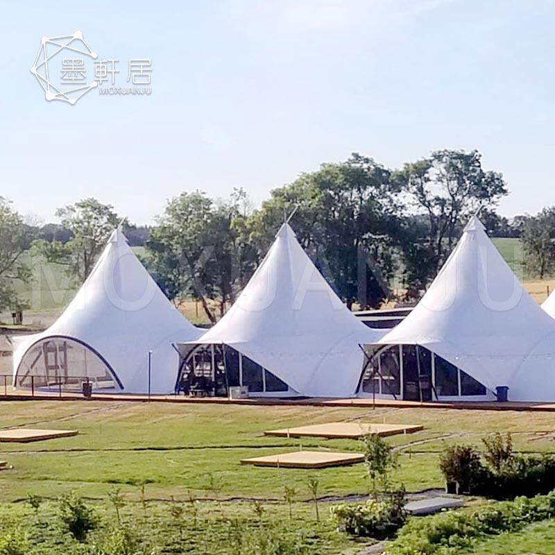 户外印第安帐篷大型三连尖顶活动篷房露营地婚礼活动帐篷快速搭建