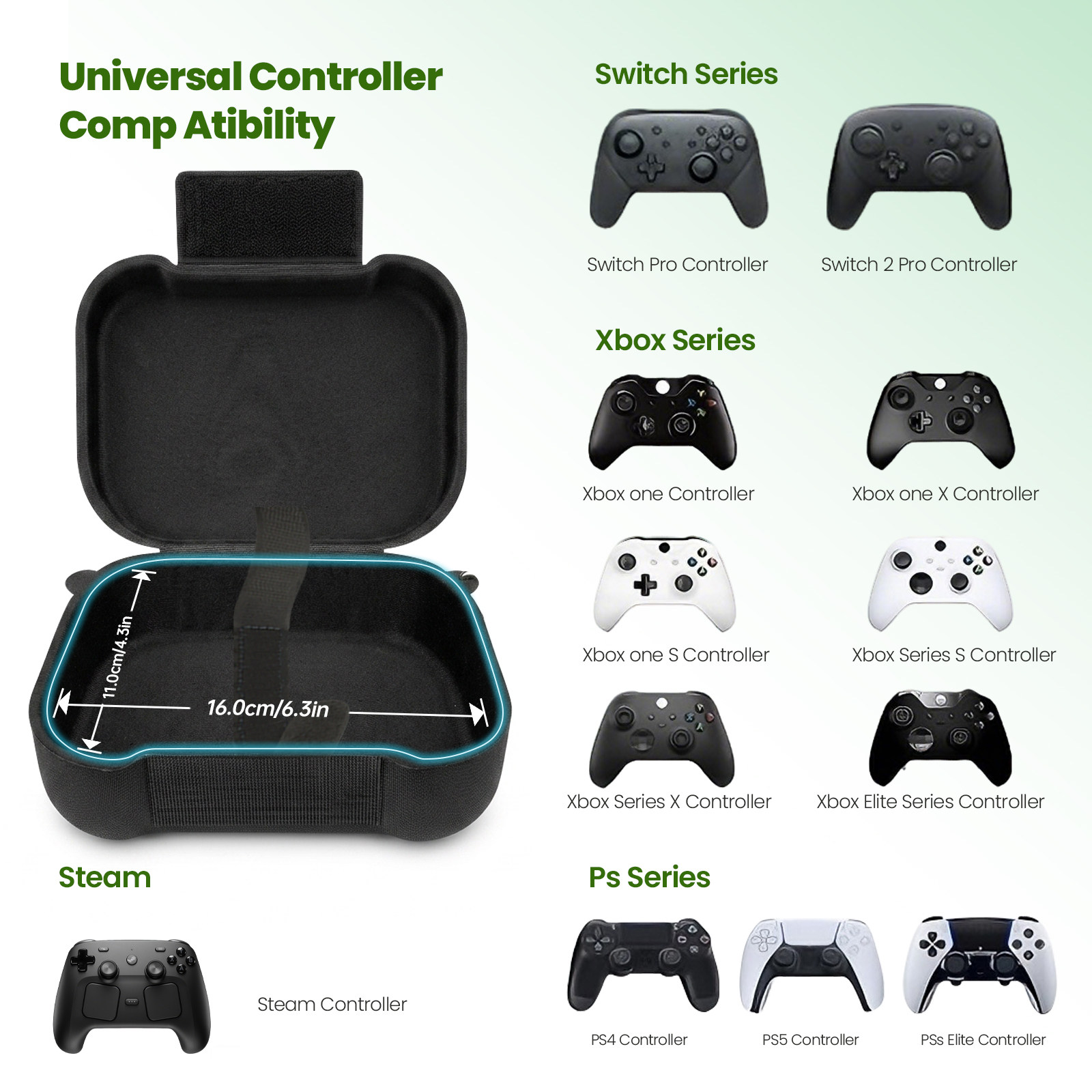 通用游戏手柄收纳包硬壳防摔抗压 适配 Xbox/PS5/PS4/Switch Pro 手柄便携保护盒