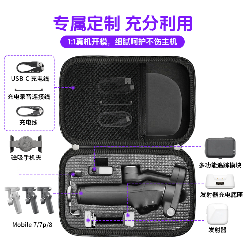 大疆OM7/7P/OM8/OM6收纳包