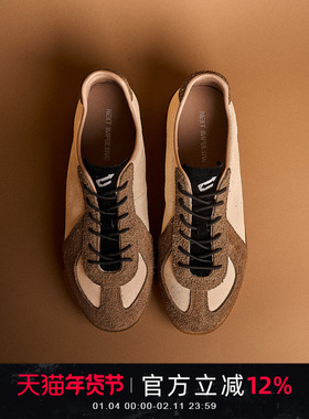 NEXT IMPULSIVE下一个冲动白棕德训鞋男女同款高级感时尚休闲鞋子