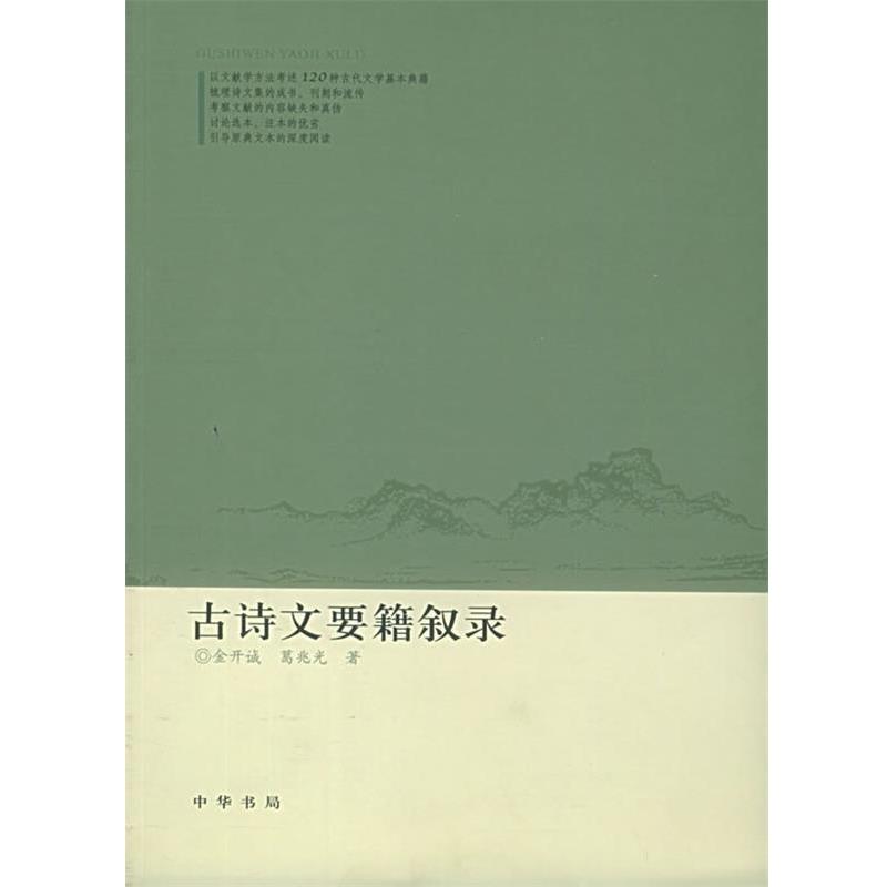 正版包邮古诗文要籍叙录金开诚,葛兆光 著中华书局9787101047707