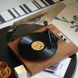 留声机音响一体式 WhatPlus问加1900中古风 桌面蓝牙LP黑胶唱片机