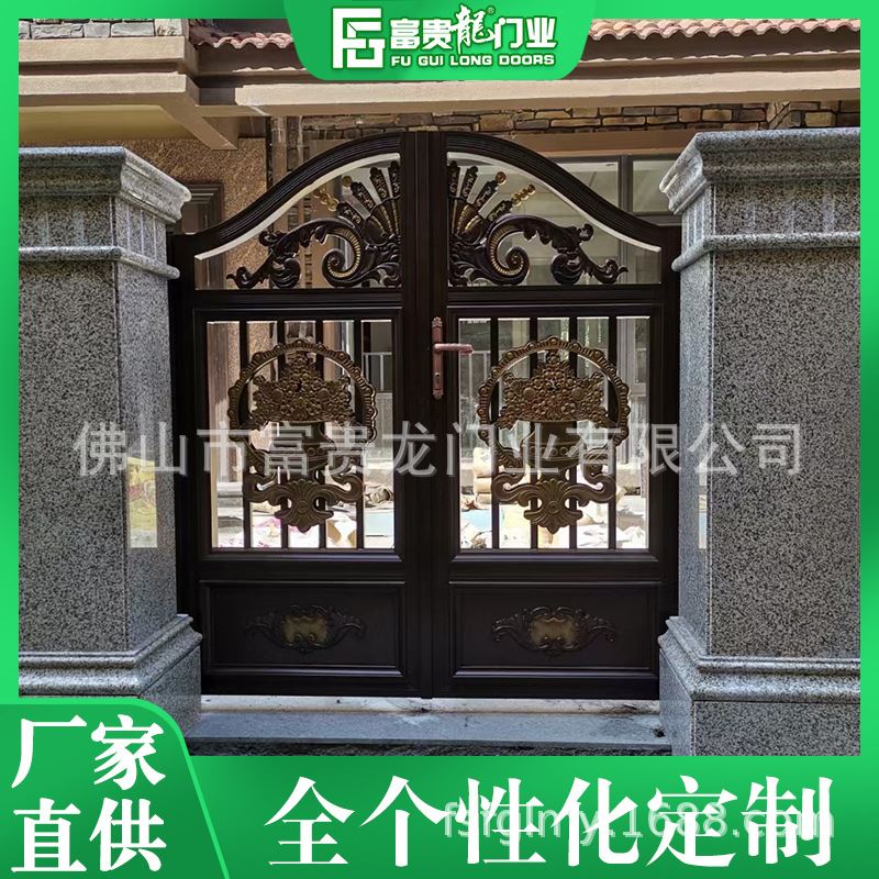 欧式别墅铝艺大门小区花园对开入户进户门防盗庭院铝合金大门