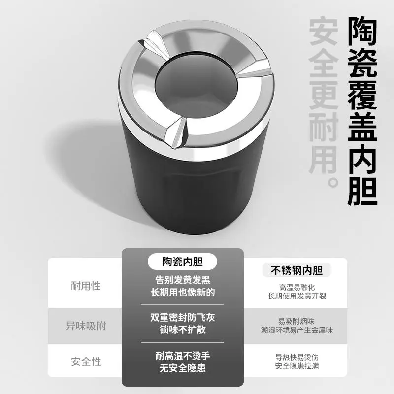 车载烟灰缸密封旋转汽车防灰飞金属创意高端车内车用烟灰防掉M