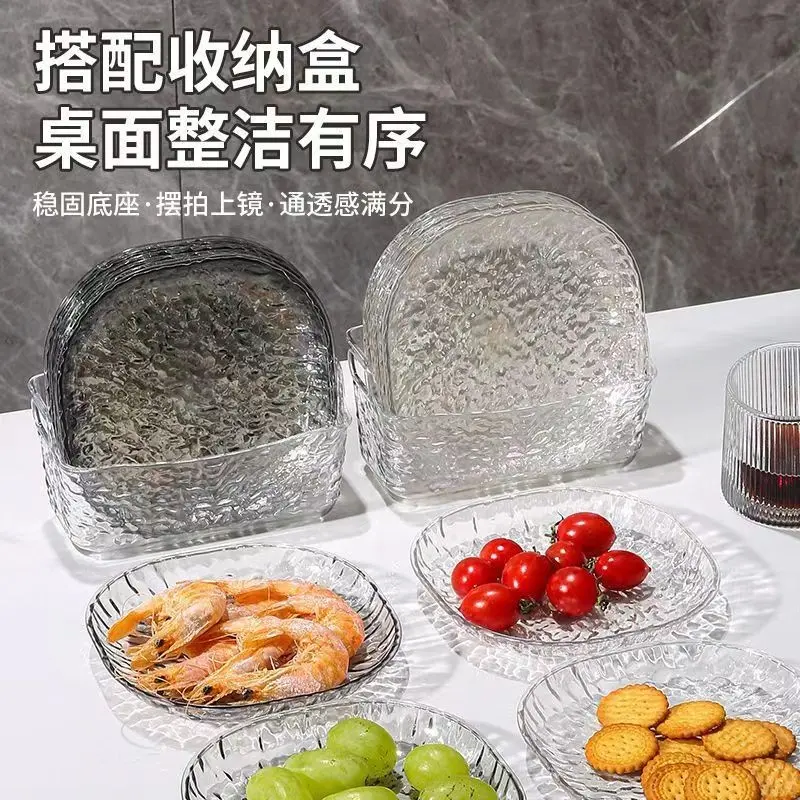 【拍1发9】吐骨碟餐桌垃圾盘轻奢简约冰川纹吐骨头的盘子新款M