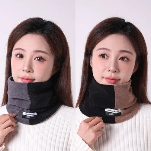 时尚加绒双拼防风围巾男女加厚骑行防寒秋保暖套百搭脖围巾冬季