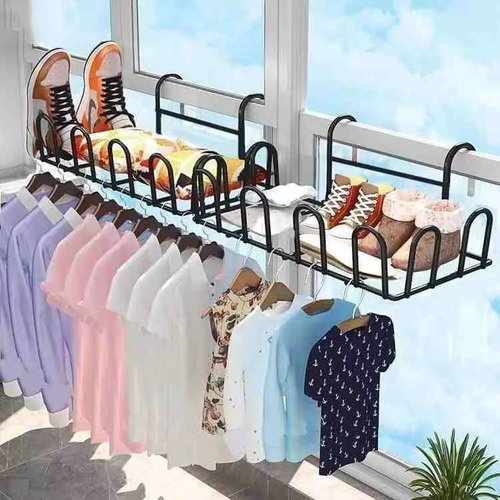 阳台窗户室外晾晒晒鞋鞋架晾衣架神器护栏防盗窗栏杆窗台窗外架子
