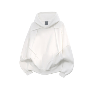 WAINOT潮牌设计感美式高街白色连帽卫衣男款秋季400g重磅宽松帽衫