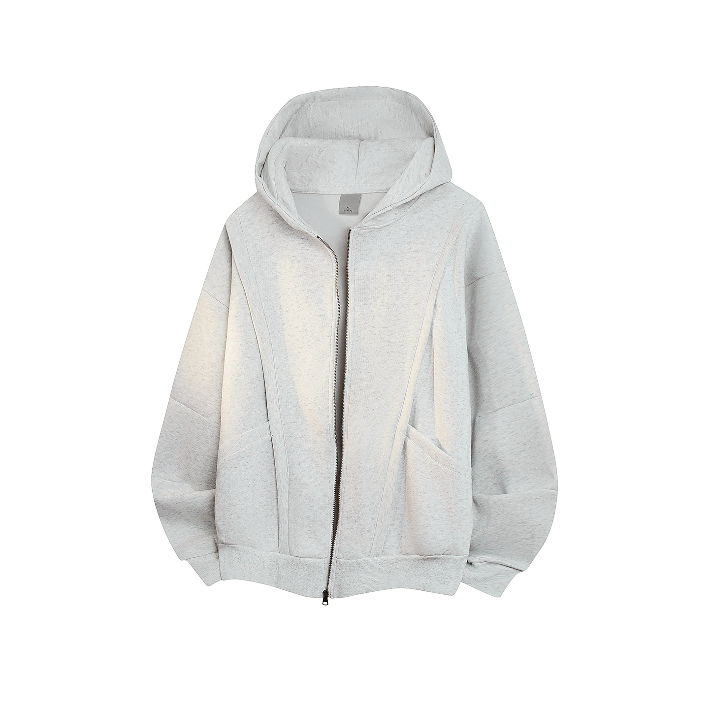 WAINOT白花灰帽衫400g重磅连帽卫衣男款秋季美式街头拉链开衫外套