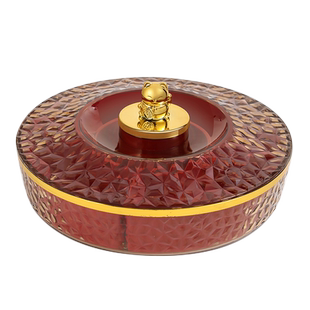 新中式果盘家用客厅茶几分格密封糖果盒喜庆果盘瓜子零食摆放盘QM