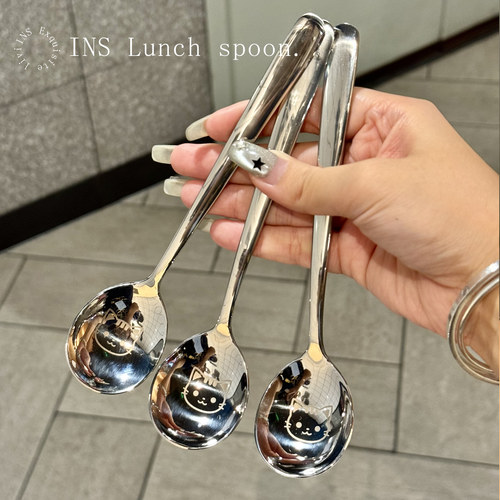 可爱小猫勺！316抗菌钢餐勺