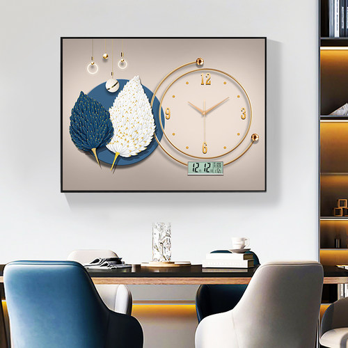 高宅轻奢客厅电表箱装饰画挂钟