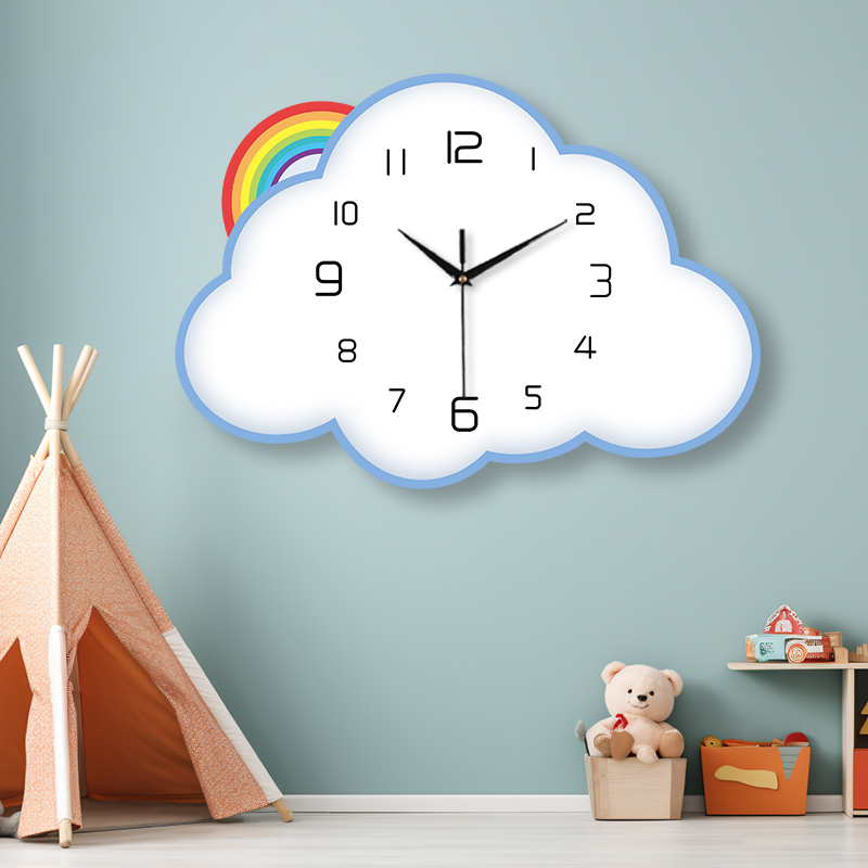 创意奶油风云朵装饰画静音挂钟