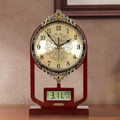 新中式 石英钟饰摆件座钟 客厅家用大静音座台钟简约现代轻奢桌面装