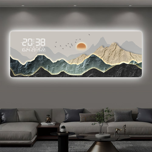 高宅万年历装饰画电子钟表挂钟客厅LED夜光沙发背景墙房间挂墙钟