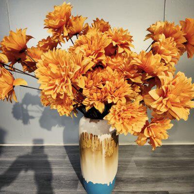 橙色仿真花假花绢花婚礼堂吊顶装饰花材婚庆洋牡丹绣球玫瑰文心兰