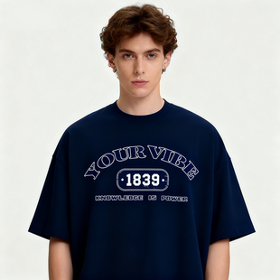 重磅纯棉2026新款夏季美式潮牌印花短袖T恤男女宽松百搭半袖上衣
