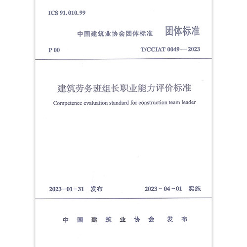 建筑劳务班组长职业能力评价标准