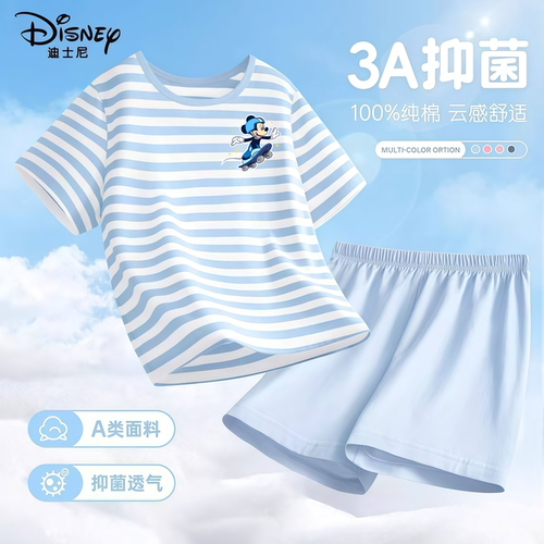 迪士尼夏季纯棉儿童短袖短裤套装