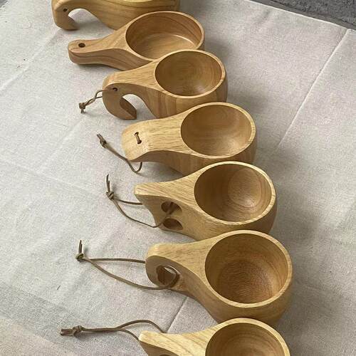 创意橡胶木杯子早餐杯牛奶咖啡茶水杯手柄杯户外露营杯子