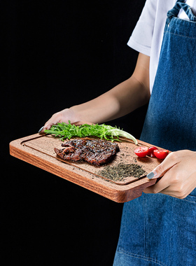 实木牛排餐盘木板长方形牛扒西餐牛肉板木质炸鸡薯条面包披萨托盘