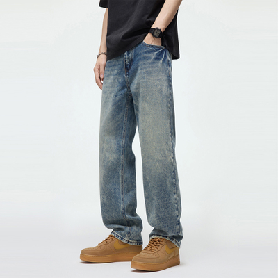 Kuvine美式复古高街水洗牛仔裤男