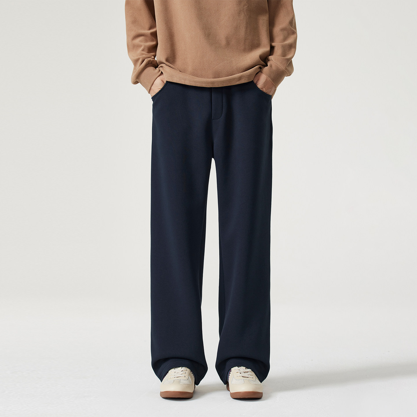 Kuvine美式潮牌针织阔腿裤子男2025秋冬季新款宽松直筒简约休闲裤,男装,休闲裤,淘宝优惠券,粉丝福利购,淘宝优惠卷