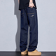 美式 复古怀旧牛仔裤 男款 Kuvine秋冬季 潮牌宽松直筒原色阔腿长裤 子