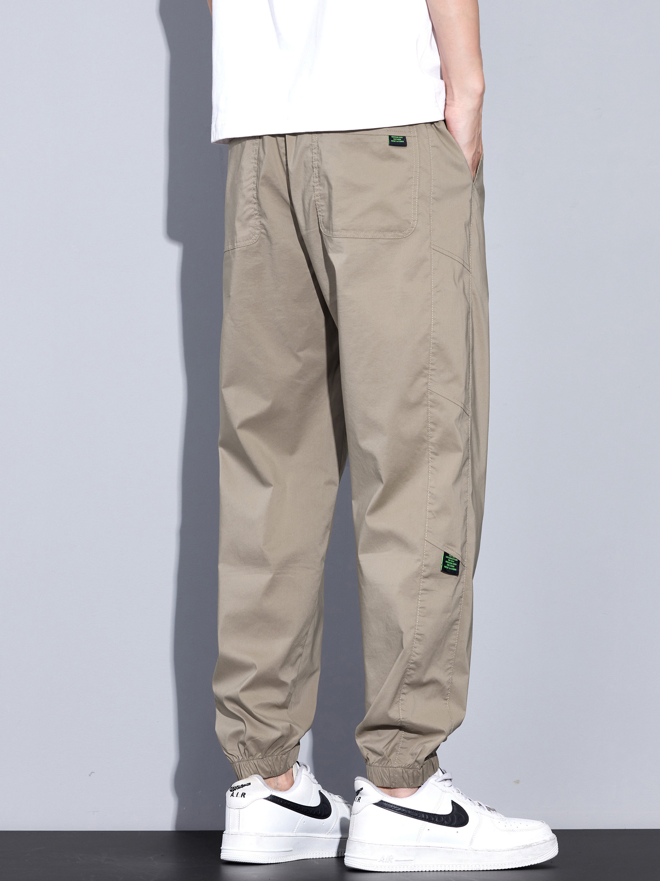 Kuvine夏季超薄款户外冰丝速干休闲裤男款宽松直筒工装九分束脚裤