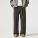 男加绒加厚宽松直筒老钱风休闲长裤 Kuvine冬季 慵懒松弛感羊毛西裤